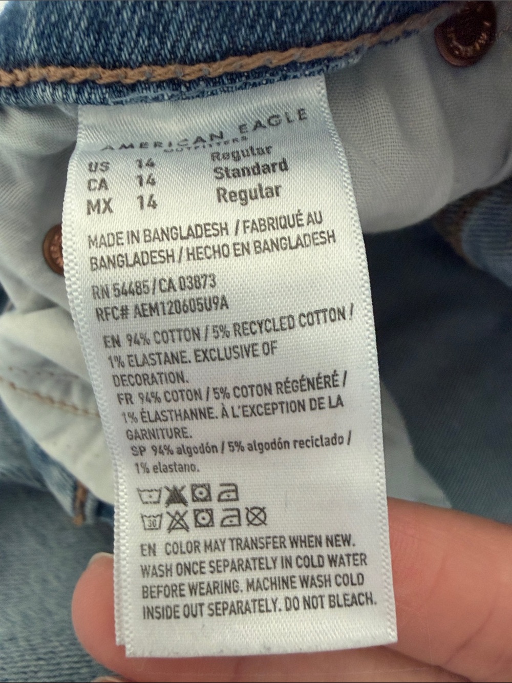 American Eagle Outfitters Light Blue Distressed Curvy Straight Jeans - Picture 7 of 10